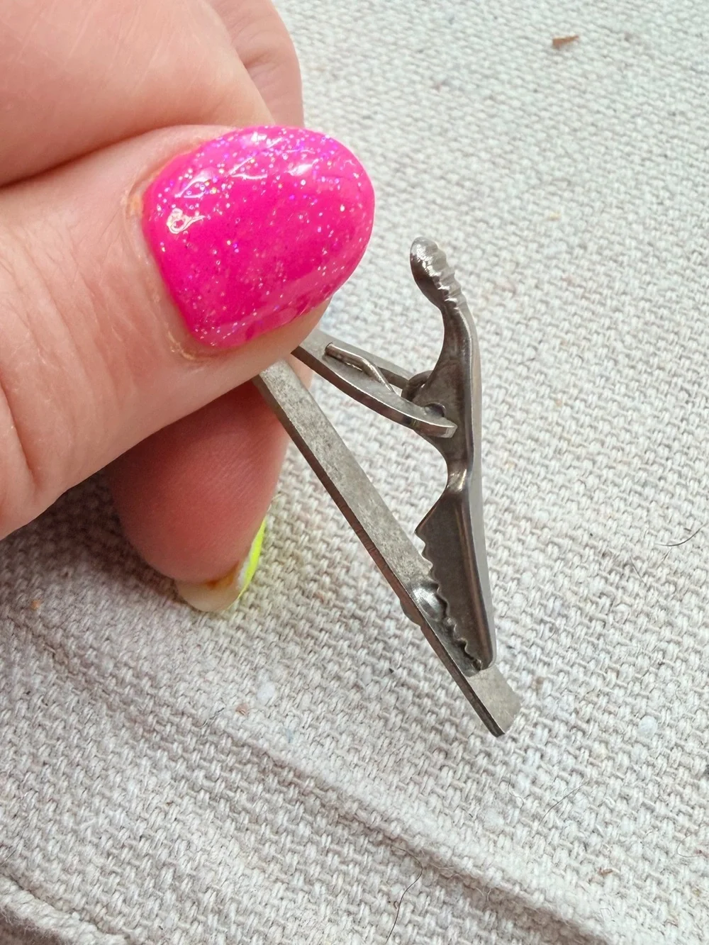 Silver Tie Clip with Blue Stone Accent